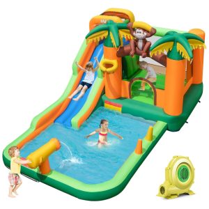 Parque Aquático Inflável BOUNTECH Jungle - Castelo Pula-Pula com Escorregador Piscina Splash e Playground Aquático para Festas ao Ar Livre (6m)