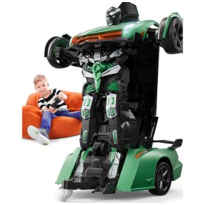 Veeniix V992 Carro Robô Controle Remoto 2 em 1 Escala 1:14 Luz e Som Sensor Gestos Transformação Automática - Brinquedo Tecnológico