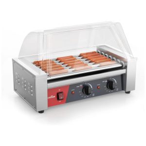 Máquina para Cachorro Quente 7 Rolos até 18 Salsichas com Controle de Temperatura Duplo 110V 830W Crosson Prata