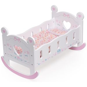 Cama de Boneca de Madeira ROBUD para Bonecas de até 45cm com Colchão Travesseiro e Edredom Ideal para Presentear Crianças
