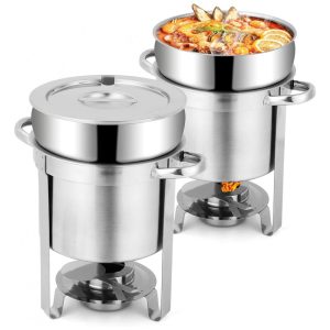 Caldeirão de Sopa Rechaud 7 L Redondo em Aço Inoxidável 2 UN Snowtaros