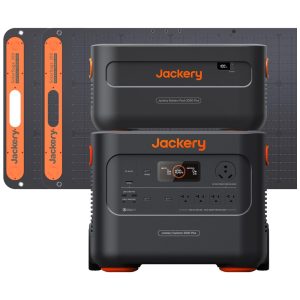 Kit Gerador de Energia Solar Explorer 2000 Plus com 2 Painel Solar 200W e Bateria Expansível 4085Wh 110V Jackery E2000 Plus Preto e Laranja