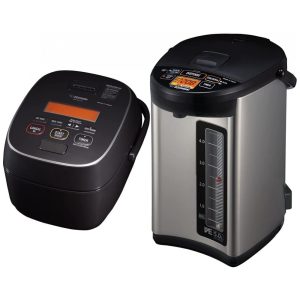 Kit Panela de Arroz Elétrica 55 Xícaras NW JEC10BA e Chaleira Elétrica 5 Litros JAC50XB 110V Zojirushi Preta