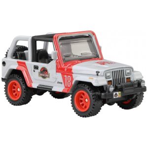 Hot Wheels Premium Jurassic Park Jeep Wrangler Sahara veículo 1:64 em metal colecionável