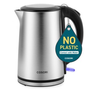 Chaleira Elétrica 1.5L em Aço Inoxidável com Desligamento Automático e Proteção Contra Fervura 110V 1500W COSORI Prata