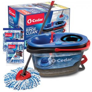 Mop Giratório de Microfibra com Sistema Flash Limp com Balde e 2 Refis Extras O Cedar Cinza