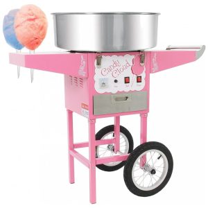 Máquina de Algodão Doce Elétrica Profissional em Aço Inoxidável e Designer de Carrinho 110V Funtime FT1000CCK P Rosa