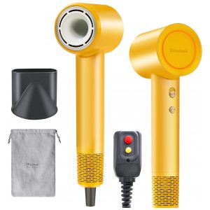Secador de Cabelo Rápido com Íons para Mulheres Rizzdeek Motor sem Escova Secagem Rápida Baixo Ruído Amarelo