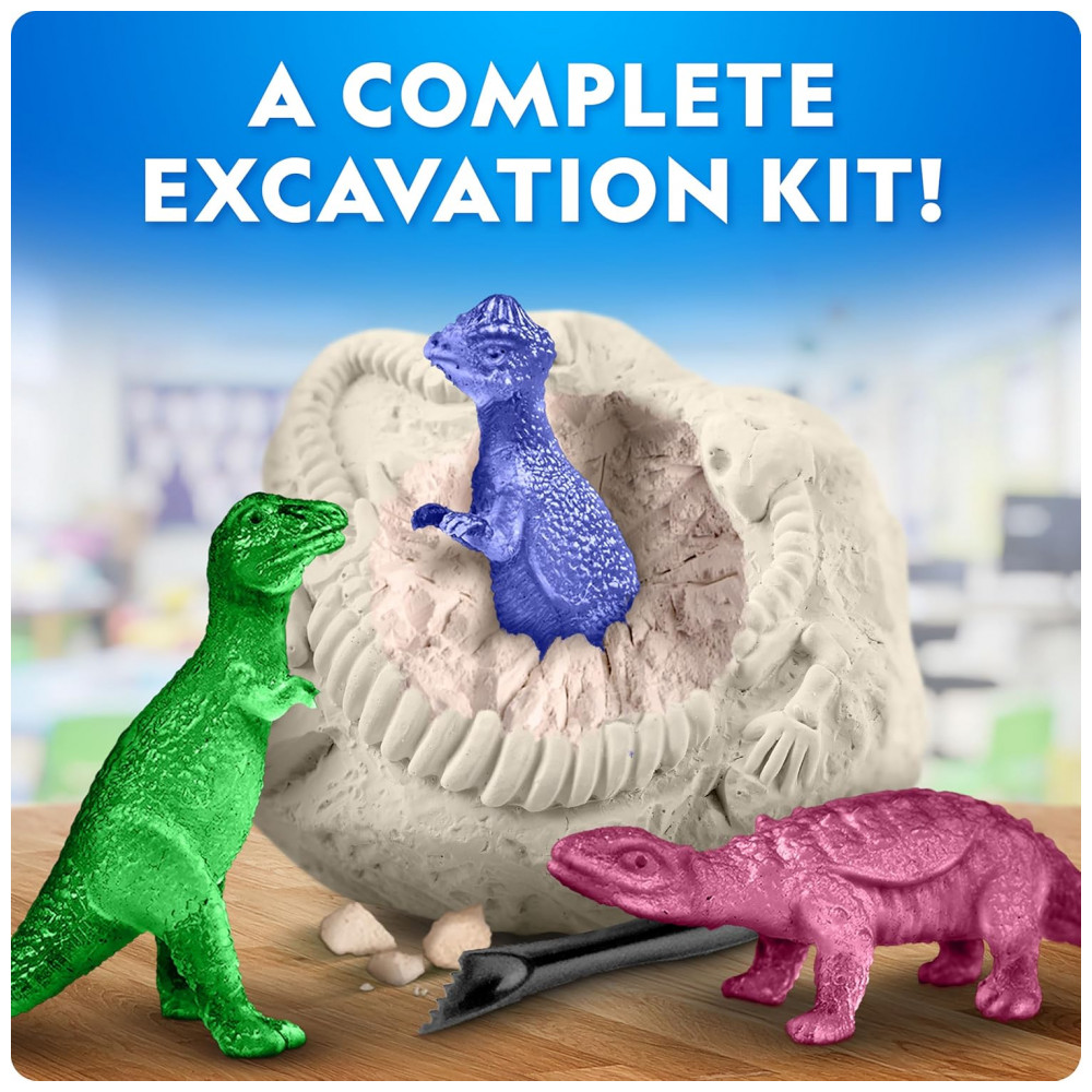 Dinosaur Dig Brick Set 30 Peças, Brinquedos STEM de Dinossauros que Brilham no Escuro, Kits de Escavação com Ferramentas e Guia Educativo National Geographic - Imagem 4