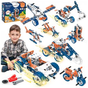 Kit de Construção STEM SMIESSKIDDO 12 em 1 com 152 Peças – Brinquedo Educativo para Crianças de 4 a 8 Anos
