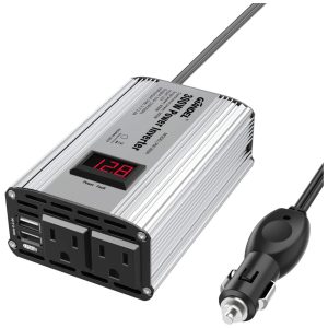 Inversor de Potência 300W DC 12V para AC 2 Tomadas AC e 2 Portas USB 110v GIANDEL PM 300A Branco