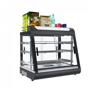 Aquecedor de Alimentos Countertop Whalefall Preto Suporte Superior Iluminação Tri-Cor Termostato Ajustável 69 cm 110V 1200W para Cafeterias