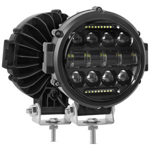 Farol de Milha LED Off Road com 5600 Lúmens e Luz Branca IP68 12V 60W 2Un Aaiwa Preto