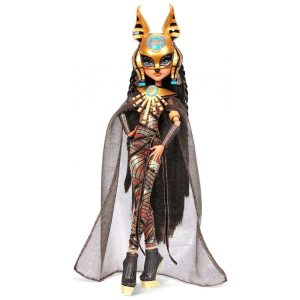 Boneca Cleo De Nile Monster High Haunt Couture 267 cm Com Máscara Anúbis e Capa Dourada