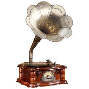 Gramofone Toca Discos Retrô com Entrada USB Rádio FM e Bluetooth Artisam 1807 Marrom
