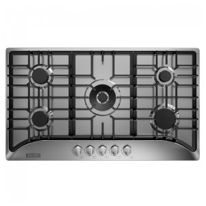 Cooktop a gás 91cm Empava inox 5 queimadores SABAF selados 49000BTU dual fuel GN/GLP ignição eletrônica 110V