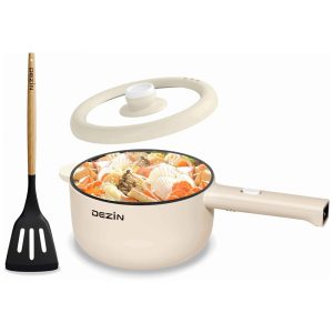 DEZIN Panela Elétrica 2L Antiaderente com Ajuste de Potência – Cozinha Rápida e Versátil para Dormitórios e Viagens