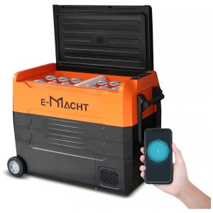 Geladeira Portátil 49L com Controle de Aplicativo e Luz LED 12 24 V DC e 100 240 V AC CARSTY Preto