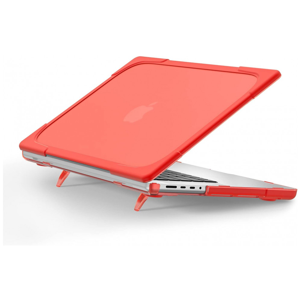 Capa Rígida Batianda MacBook Pro 14" Vermelha – Modelos A2992 A2918 A2779 A2442 com Suporte Dobrável e Proteção Completa - Imagem 3