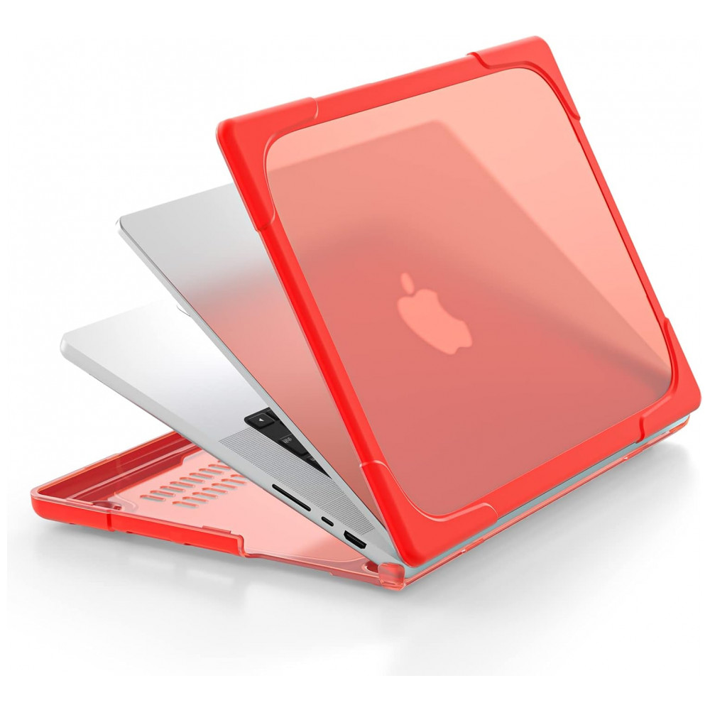 Capa Rígida Batianda MacBook Pro 14" Vermelha – Modelos A2992 A2918 A2779 A2442 com Suporte Dobrável e Proteção Completa - Imagem 4