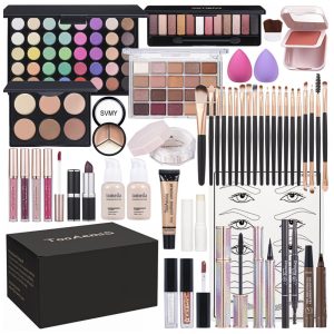 TooAemiS Kit Completo de Maquiagem Feminina com Paleta de Sombras Base Pincéis e Gloss - Resistente à Água