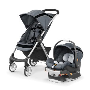 Carrinho de Bebê Travel System com Encosto Reclinável em 3 Posições e Ajuste Fácil com Uma Mão Chicco Mini Bravo Sport Cinza