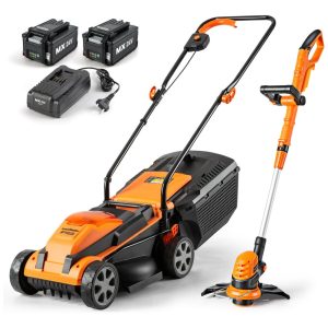 LawnMaster 20VMWGT: Cortador de Grama e Aparador de Grama Combo com 2 Baterias de 4.0Ah e Carregador 24V MowerTrimmer