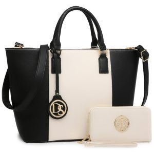 Bolsa de Ombro Feminina com Aça Superior e Carteira e DASEIN KC NEW XL 09 6669 Preto