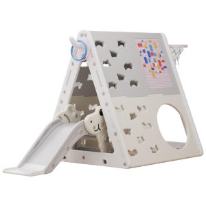 UNICOO Conjunto de Pirâmide de Escalada 7 em 1 Multifuncional para Crianças com Escorregador Conjunto de Escalada e Escorregador para Casa Creche