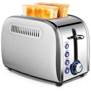 Torradeira de 2 Fatias com 6 Níveis de Tostagem em Aço Inoxidável 800W 110v JEWJIO T 36UB Prateado