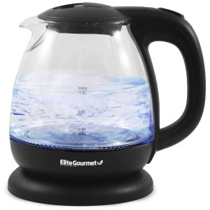 Chaleira Elétrica de Vidro 10L Sem BPA 1100W Design Elegante c/ LED Azul Desligamento Automático - Ferve Água RapidamenteElite Gourmet