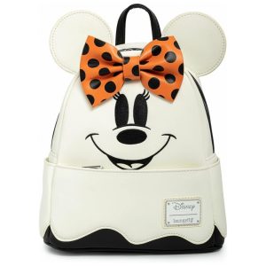 Mochila Escolar Infantil Loungefly Disney Minnie Mouse para Crianças a Partir de 10 Anos Branca