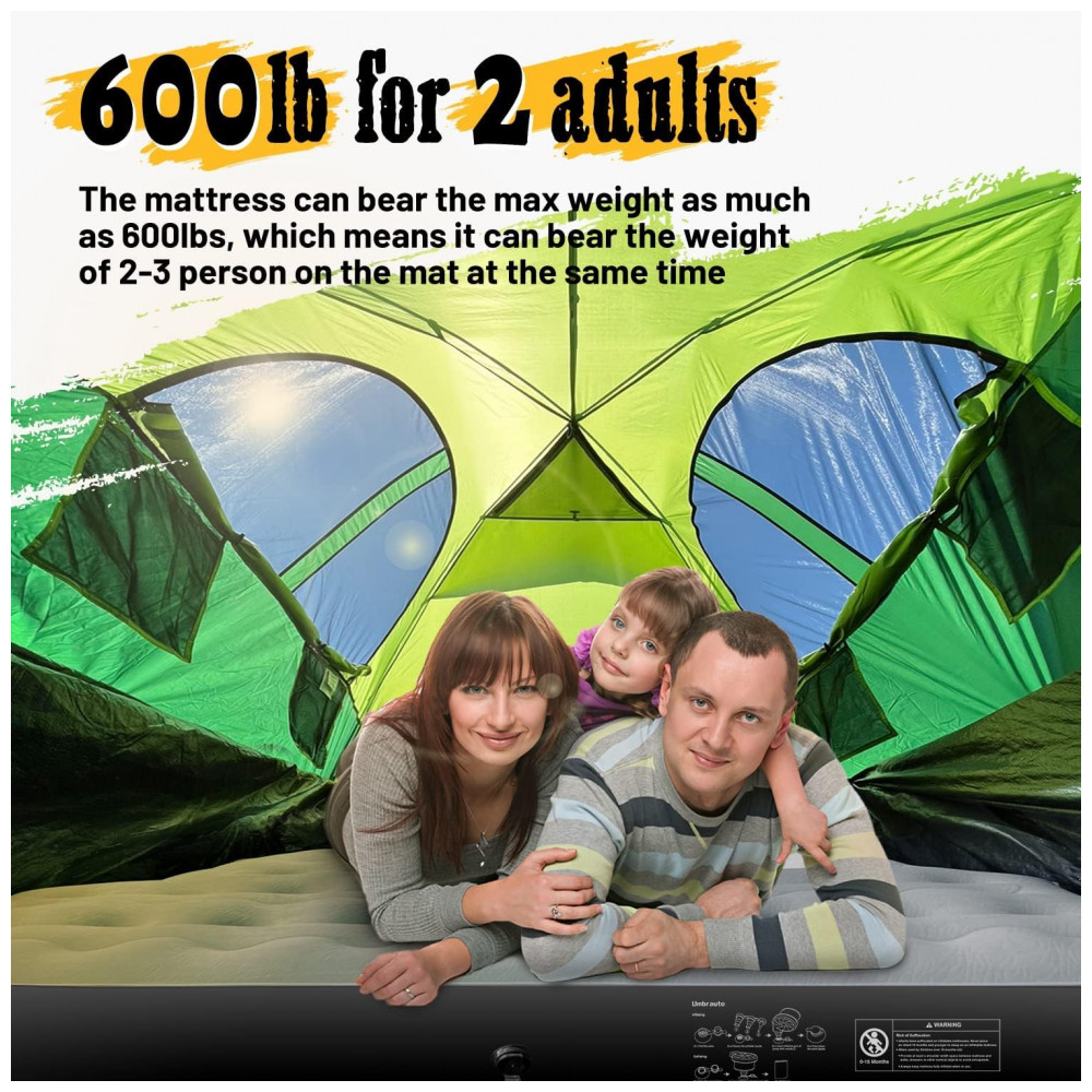 Colchão Inflável Casal com Bomba Embutida Para até 300KG Umbrauto Cinza e Preto - Imagem 4