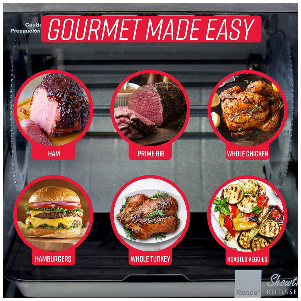 Churrasqueira Grill Rotisserie com Temperatura Ajustável 110V 1500W Ronco 5500 Prata - Imagem 6