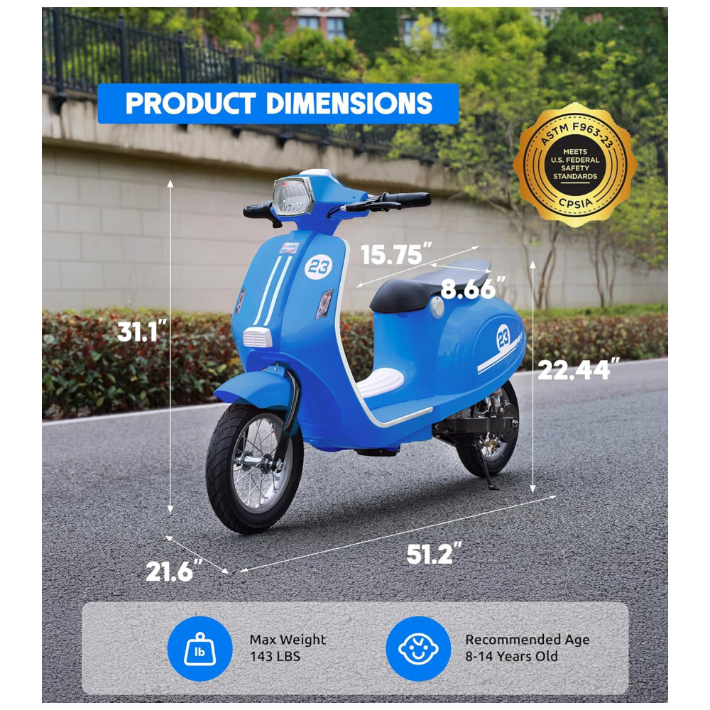 Moto Elétrica Infantil Okay Run Azul 24V 2 Rodas LED Música 3 Velocidades Buzina 8 a 14 Anos - Imagem 2