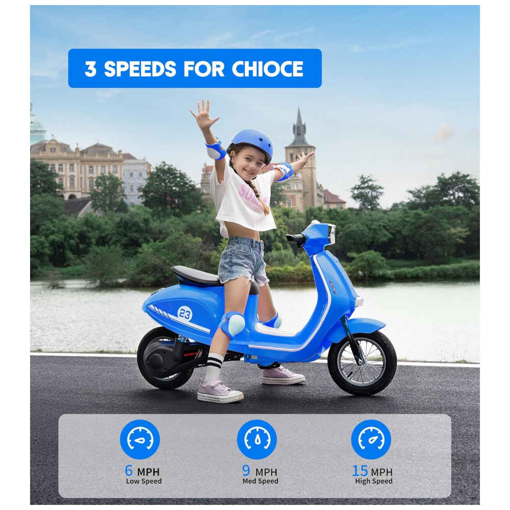 Moto Elétrica Infantil Okay Run Azul 24V 2 Rodas LED Música 3 Velocidades Buzina 8 a 14 Anos - Imagem 6