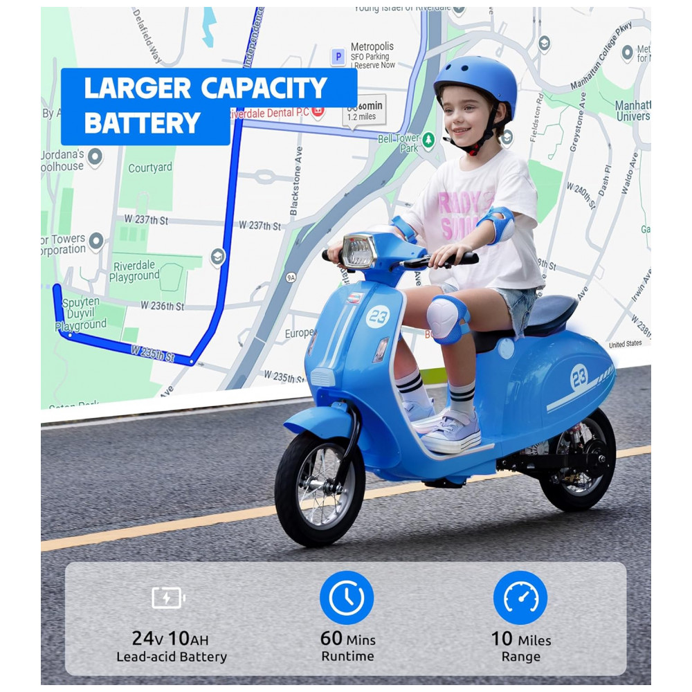 Moto Elétrica Infantil Okay Run Azul 24V 2 Rodas LED Música 3 Velocidades Buzina 8 a 14 Anos - Imagem 7