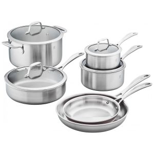 Conjunto de Panelas com 3 Camadas de Aço Inoxidável 10 Peças ZWILLING