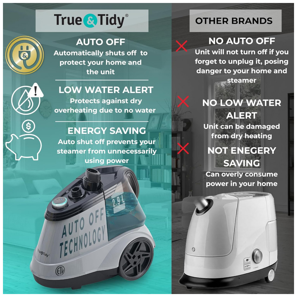 True Tidy Passsadeira, Vaporizador e Steamer de Roupas Comercial Pesado 1800W para Uso Residencial e Comercial, - Imagem 2
