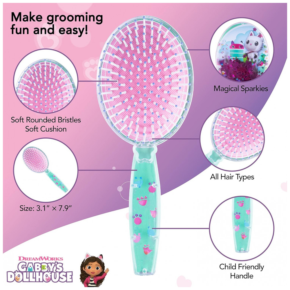 Escova de Cabelo Gabbys Dollhouse com Estrelas Brilhantes Mágicas e Confetes HairBrush para Crianças de 3 Anos,Luv Her - Imagem 3