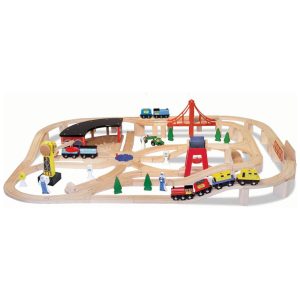 Kit Ferroviário Infantil de Madeira com 130 Peças Ideal para Crianças a Partir de 3 Anos Melissa & Doug