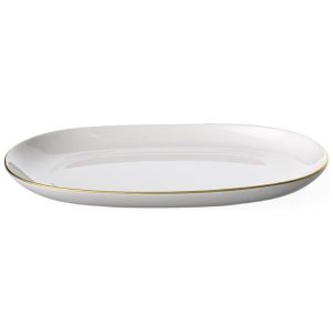 Travessa de 20 cm com Formato Redondo Curvo e Material de Porcelana de Osso Premium Villeroy & Boch Branca e Dourada