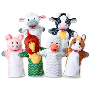 Kit 6 Fantoches de Mão Tema Animais para Crianças Acima de 2 Anos Melissa & Doug