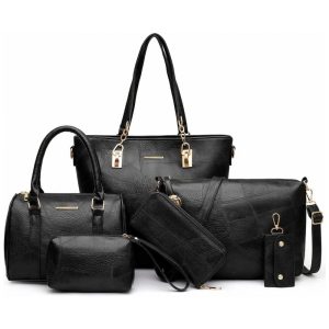 Conjunto de Bolsas Femininas 6 Peças com Carteira 2E youth Preto