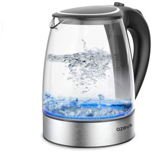 Chaleira Elétrica de 18L com Desligamento Automático e Proteção contra Fervura Seca - Aço Inox e Vidro Borossilicato - Ferva Rapidamente!Azeus