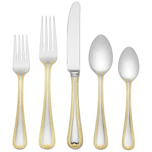 Conjunto de Talheres Sofisticação e Durabilidade para Sua Casa com 5 Peças e Material de Aço Inoxidável LENOX 6056188 Prata e Dourado