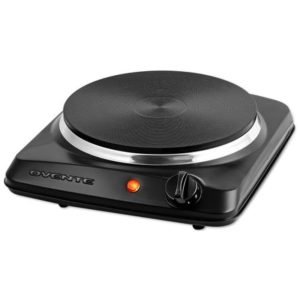 Fogão de Mesa Elétrico OVENTE 1 Queimador de 1000W Placa de Ferro Fundido 184cm Controle de Temperatura 5 Níveis Design Compacto