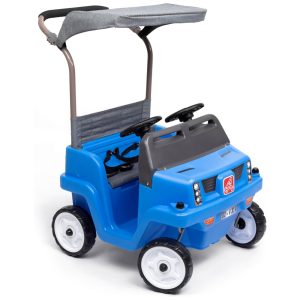 Carro de Empurrar Infantil Side-by-Side Push Around SUV 2 Assentos com Cintos de Segurança e Buzinas Suporta Até 453 kg Para Crianças de 15 a 5 Anos Step2 Azul