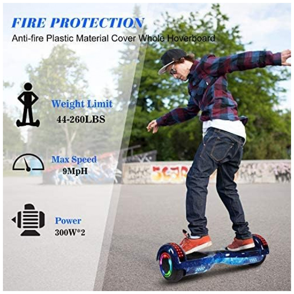 Hoverboard LIEAGLE 6,5" A006 Star Blue com Rodas LED e Bluetooth para Crianças e Adultos - Imagem 3