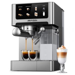 Cafeteira Espresso AIRMSEN Prata 18L 20 Bar com Espumador Automático Dual Boiler Touchscreen 2350W 110V